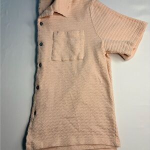 Textured Industry Peach Button-Up Shirt